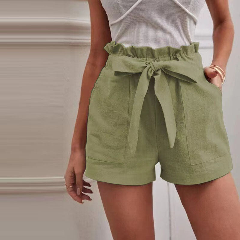 Women's Casual Solid Color Cotton Shorts-The Yellow Prime