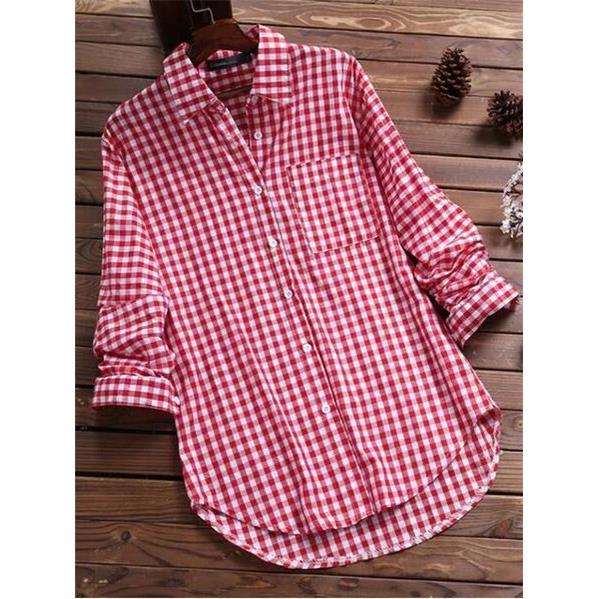 Women's Checked Shirt Blouse with Comfortable Fit and Quality Fabric-The Yellow Prime