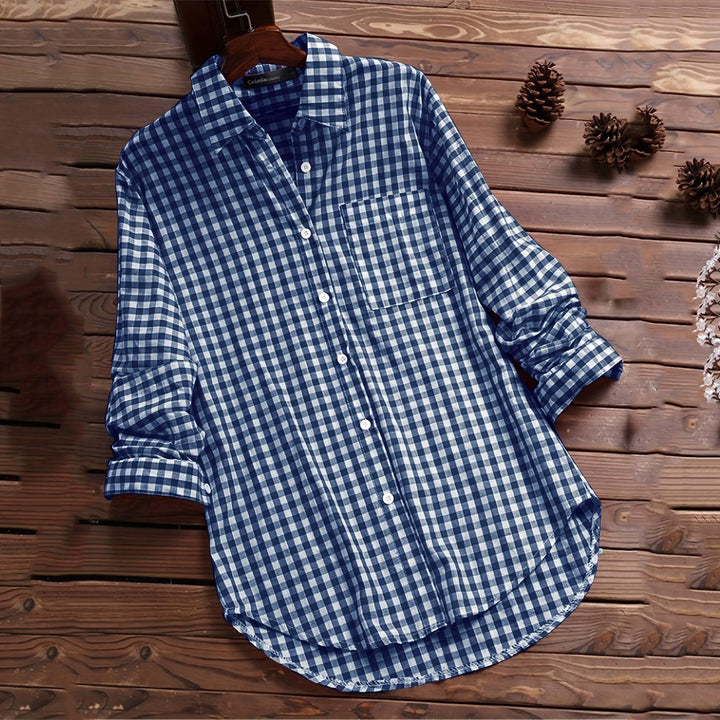 Women's Checked Shirt Blouse with Comfortable Fit and Quality Fabric-The Yellow Prime