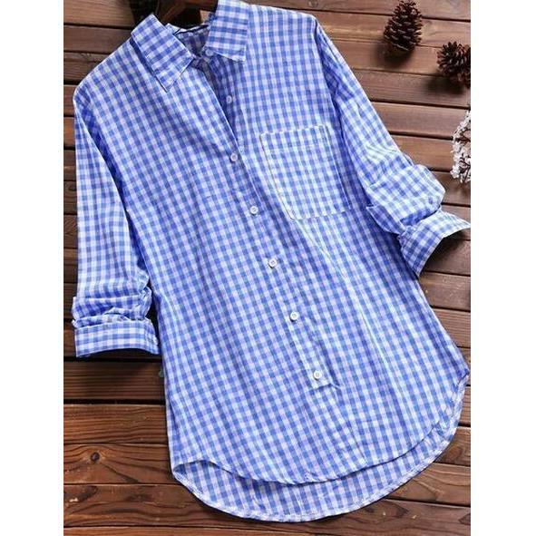 Women's Checked Shirt Blouse with Comfortable Fit and Quality Fabric-The Yellow Prime