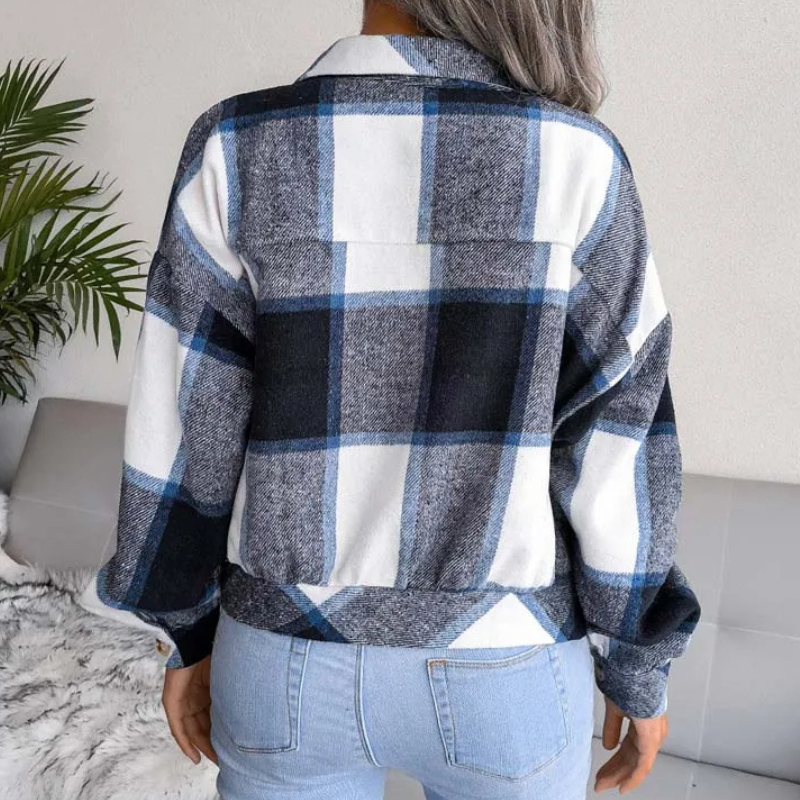 Women's Checkered Plaid Jacket-The Yellow Prime