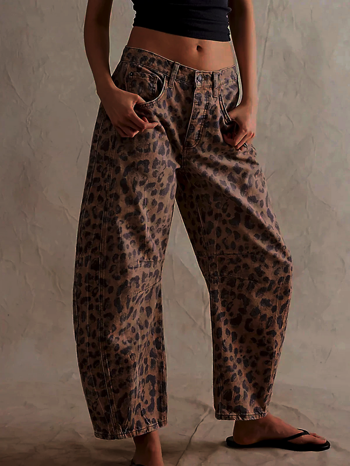 Women's High-Waist Printed Denim Jeans-The Yellow Prime