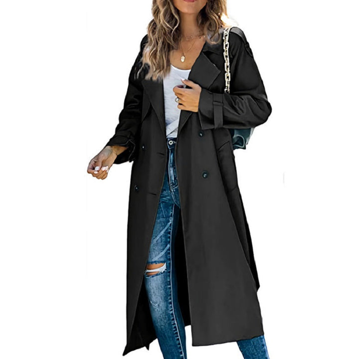 Women's Classic Long Trench Coat with Belted Waist-The Yellow Prime