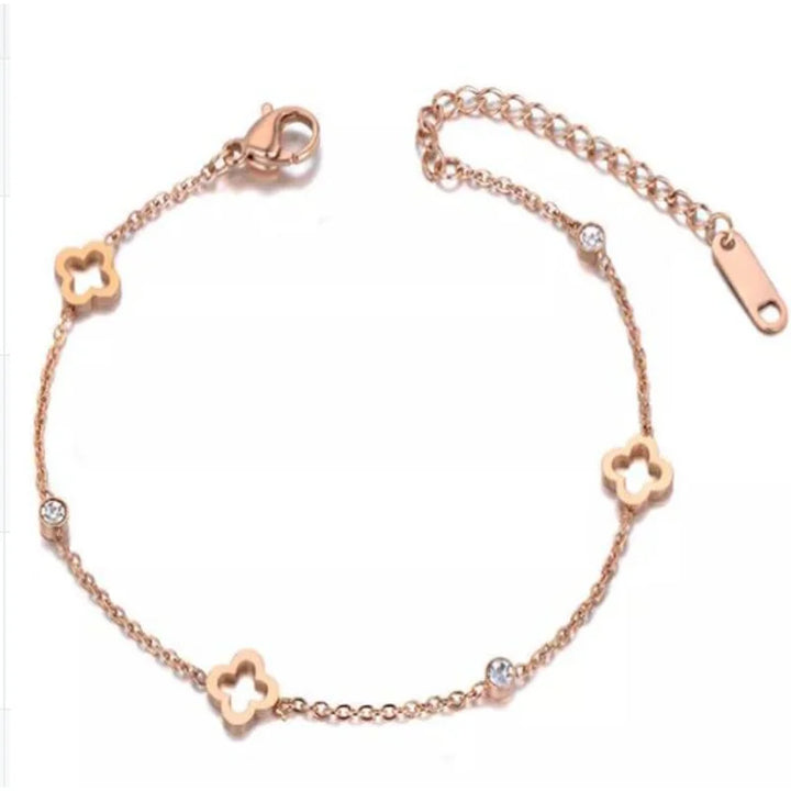 Women's Clover Flower Stainless Steel Bracelet Set - Gold Gift-The Yellow Prime