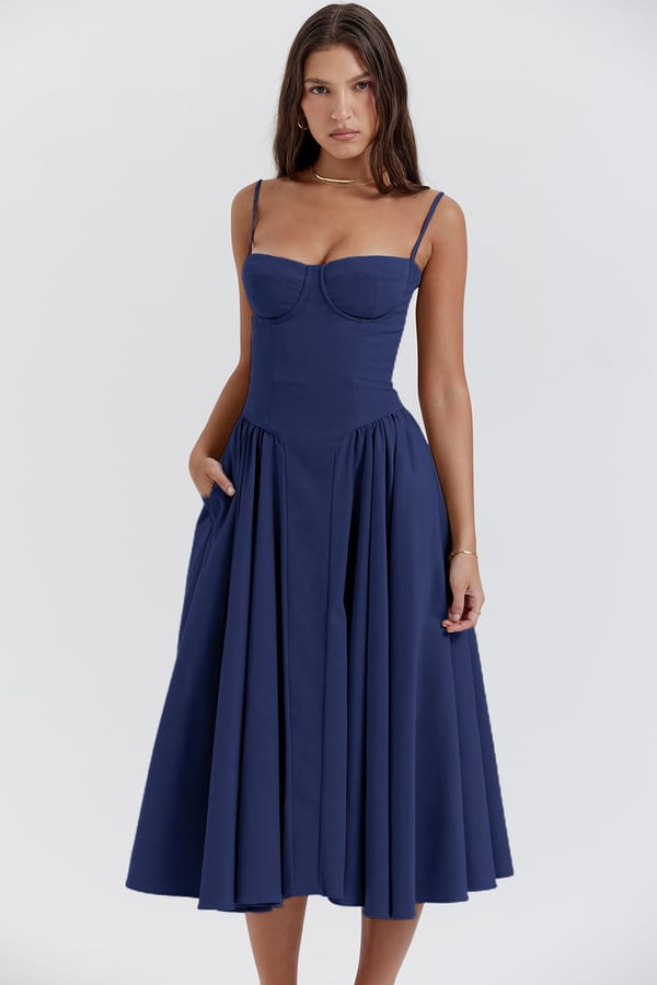 Women's Corset Midi Dress in Heidi-Style Design-The Yellow Prime