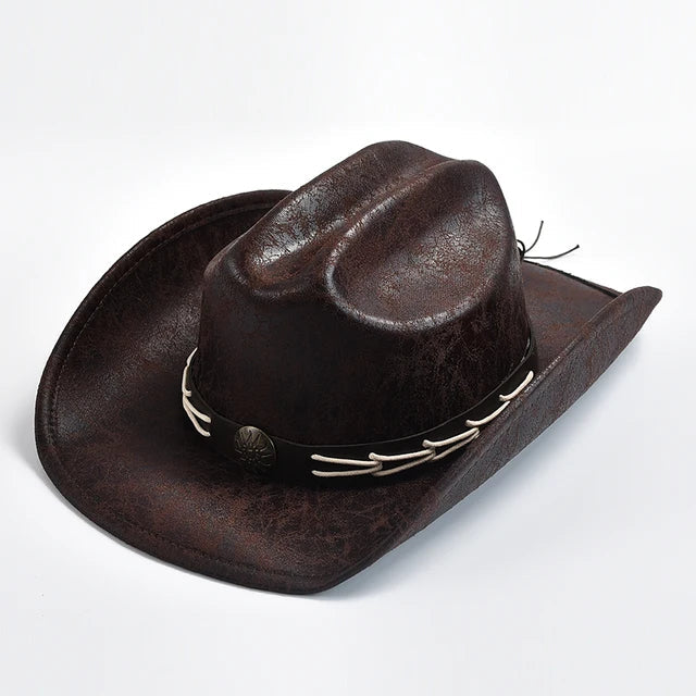 Women's Cowboy Hat with Bone Bead Decoration-The Yellow Prime