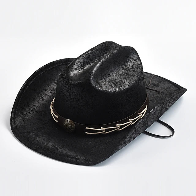 Women's Cowboy Hat with Bone Bead Decoration-The Yellow Prime