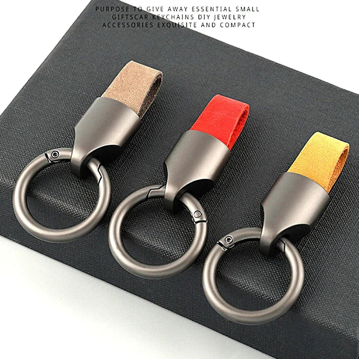 Women's Cowhide Leather Keychain Carabiner Ring for Daily Use-The Yellow Prime