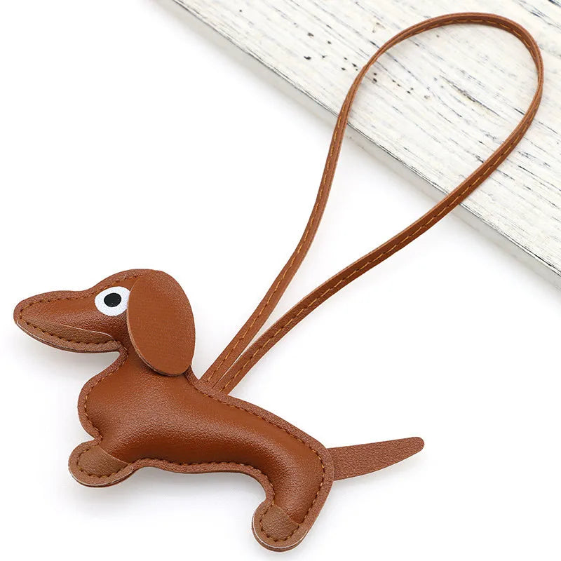 Women's Dachshund Leather Bag Charm Keychain Gift-The Yellow Prime