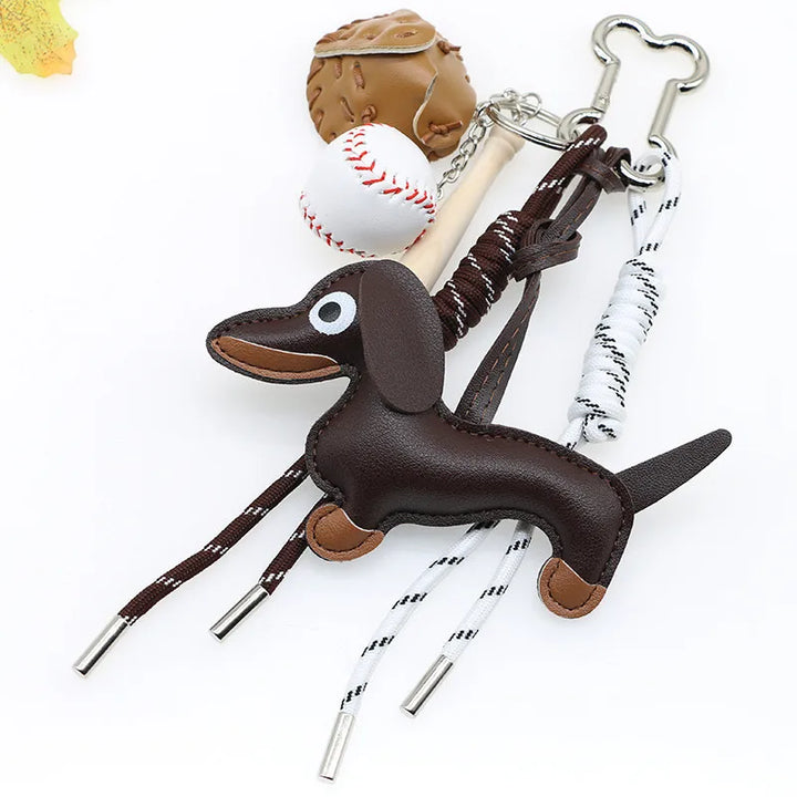 Women's Dachshund Leather Bag Charm Keychain Gift-The Yellow Prime