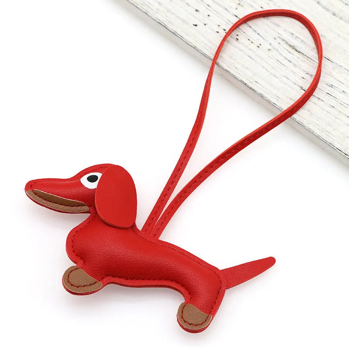 Women's Dachshund Leather Bag Charm Keychain Gift-The Yellow Prime