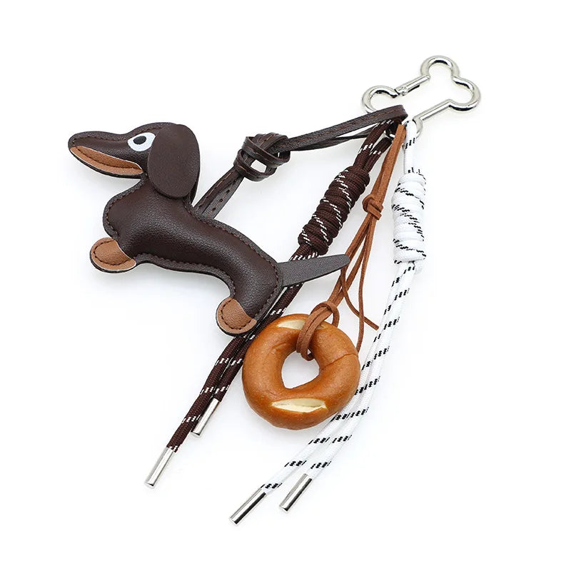 Women's Dachshund Leather Bag Charm Keychain Gift-The Yellow Prime