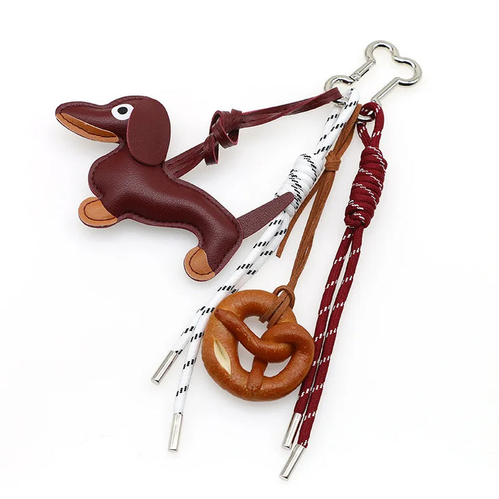 Women's Dachshund Leather Bag Charm Keychain Gift-The Yellow Prime