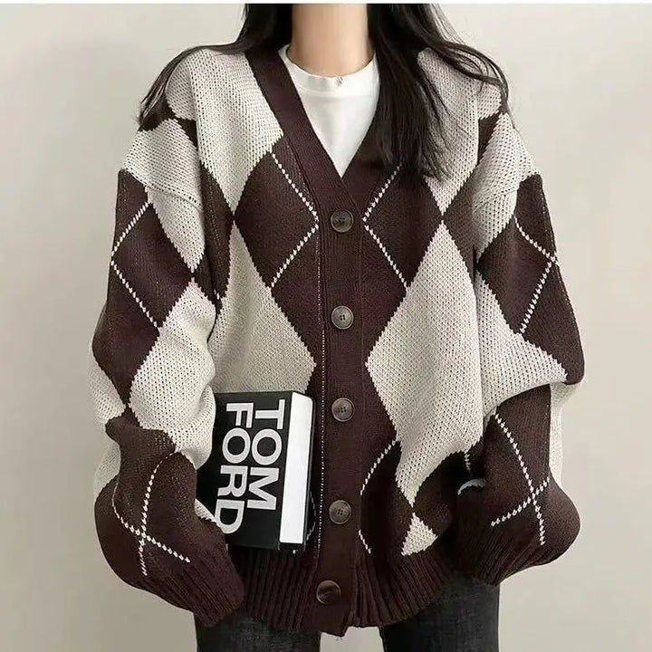 Women's Diamond Knit Cardigan-The Yellow Prime