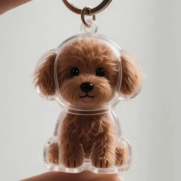 Women's Dog Hair Keepsake Keychain Clear Resin Pendant Charm-The Yellow Prime
