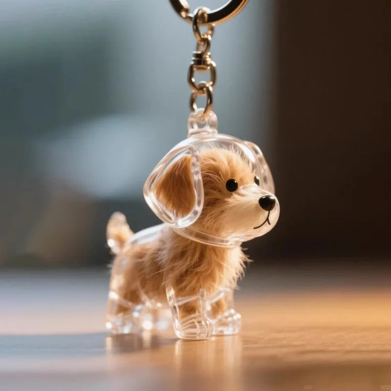 Women's Dog Hair Keepsake Keychain Clear Resin Pendant Charm-The Yellow Prime