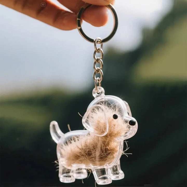 Women's Dog Hair Keepsake Keychain Clear Resin Pendant Charm-The Yellow Prime