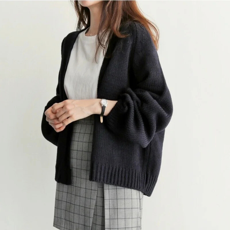 Women's Drop-Shoulder Knit Cardigan-The Yellow Prime