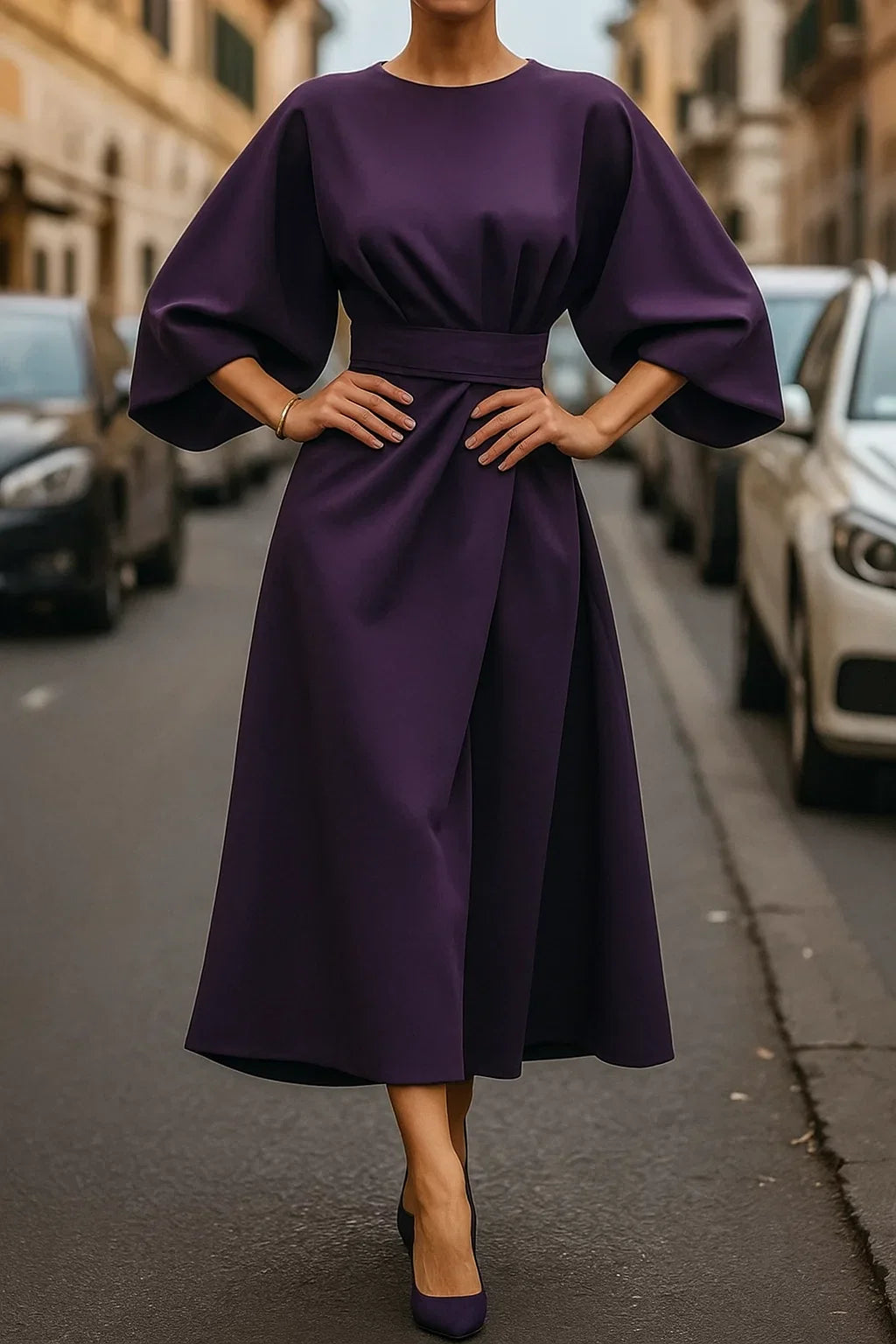 Women's Stylish Belted Maxi Dress-The Yellow Prime