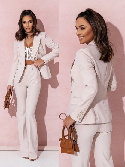 Women's Elegant Blazer and Pants Set-The Yellow Prime