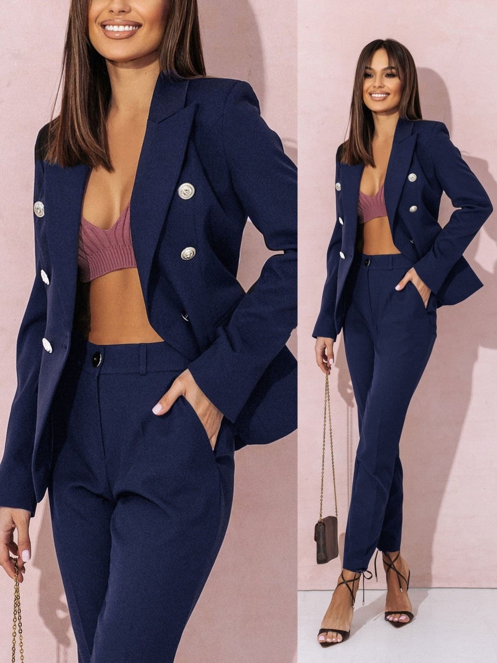 Women's Elegant Blazer and Pants Set-The Yellow Prime