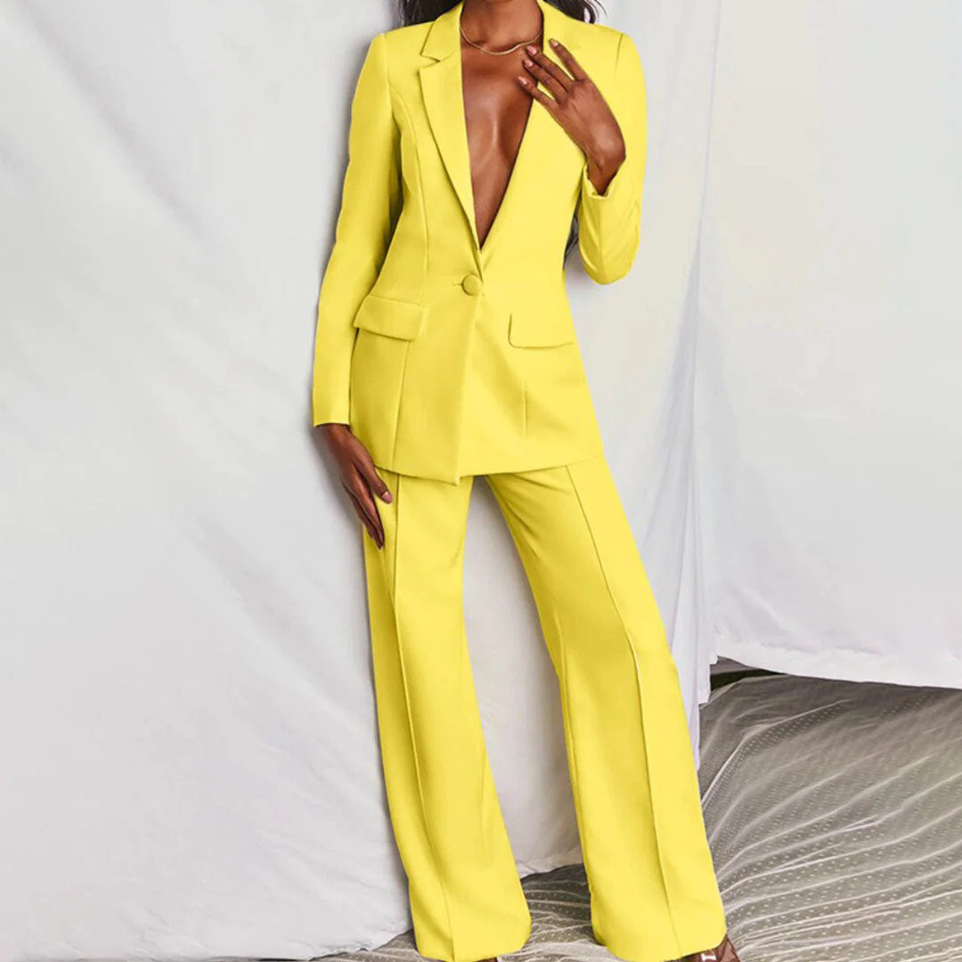 Women's Elegant Blazer and Pants Set for Stylish Outfits-The Yellow Prime