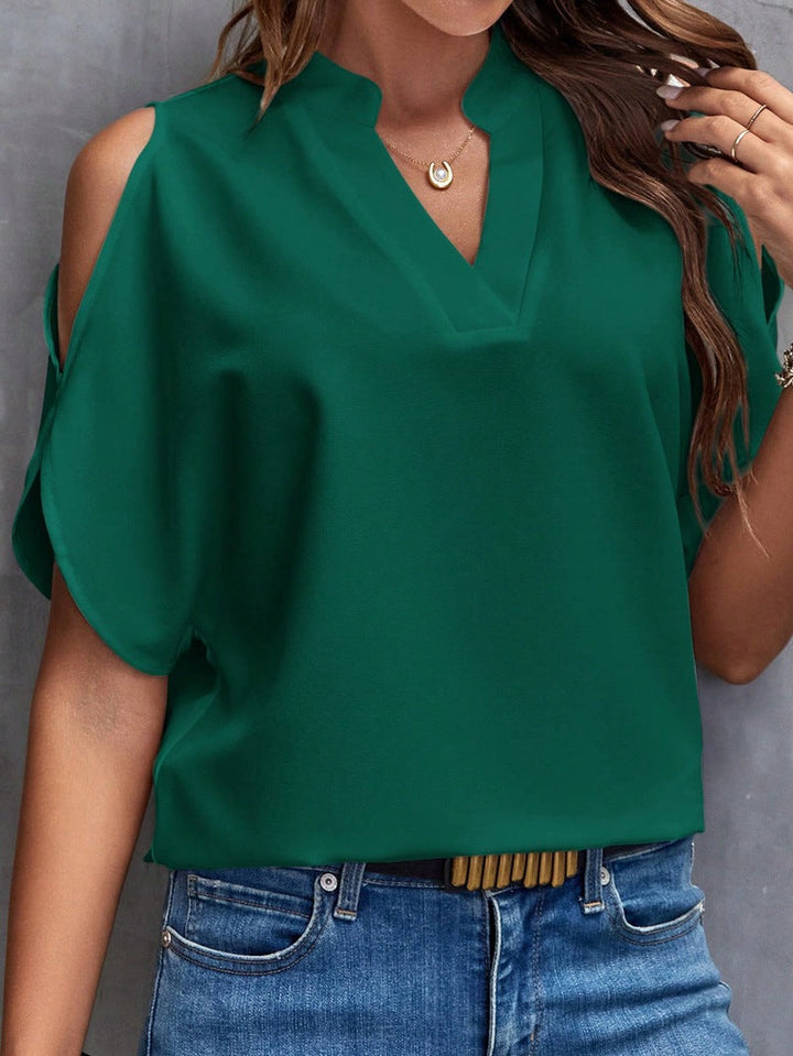 Women's Elegant Blouse with Cut-Out Sleeves-The Yellow Prime