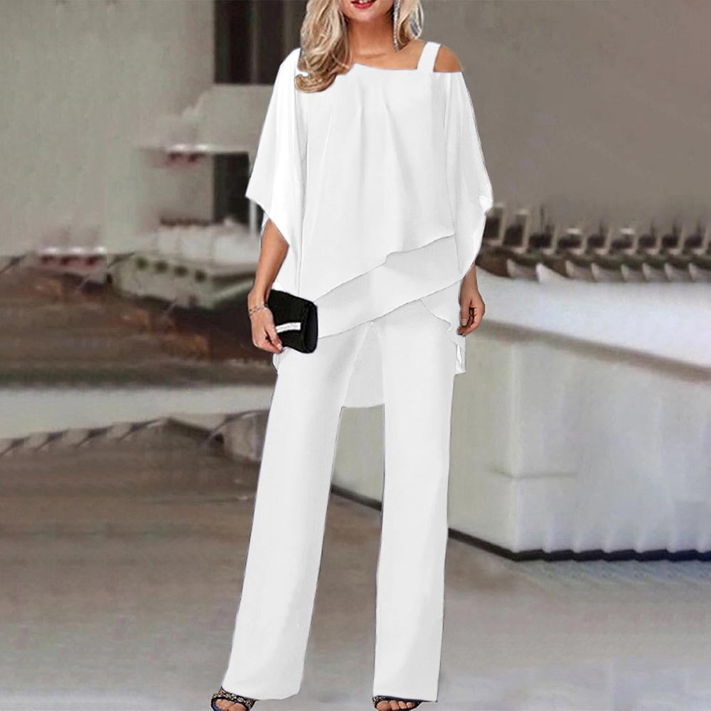 Women's Elegant Cold Shoulder Two-Piece Jumpsuit-The Yellow Prime