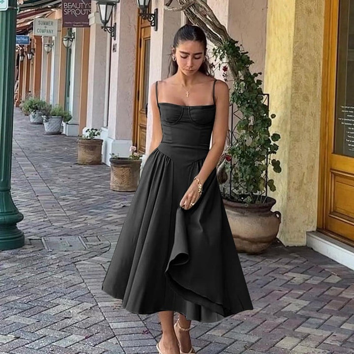 Women's Elegant Corset Midi Dress-The Yellow Prime