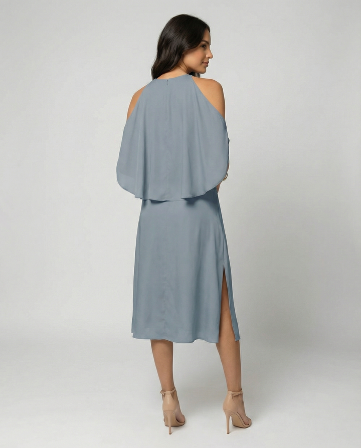 Women's Elegant Dress with Trendy Shoulder Cutouts-The Yellow Prime
