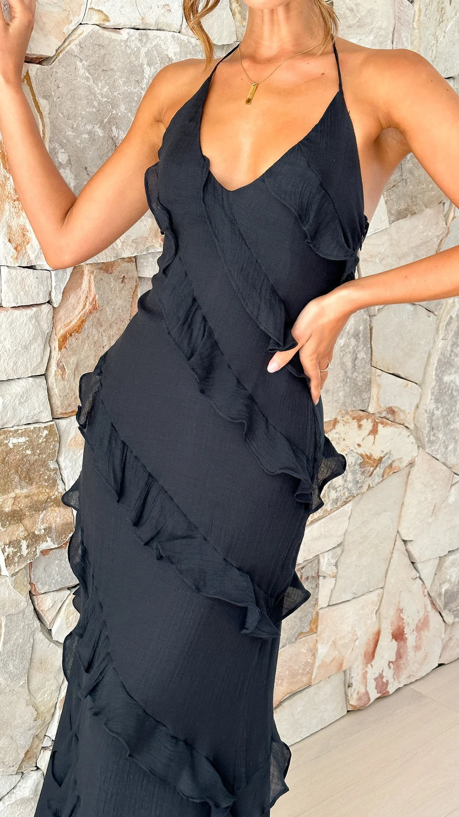 Women's Elegant Flowing Maxi Dress-The Yellow Prime