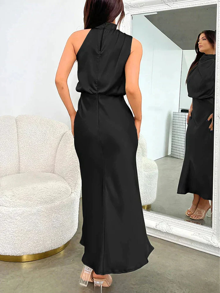 Women's Elegant Halter Midi Dress for Stylish Occasions-The Yellow Prime