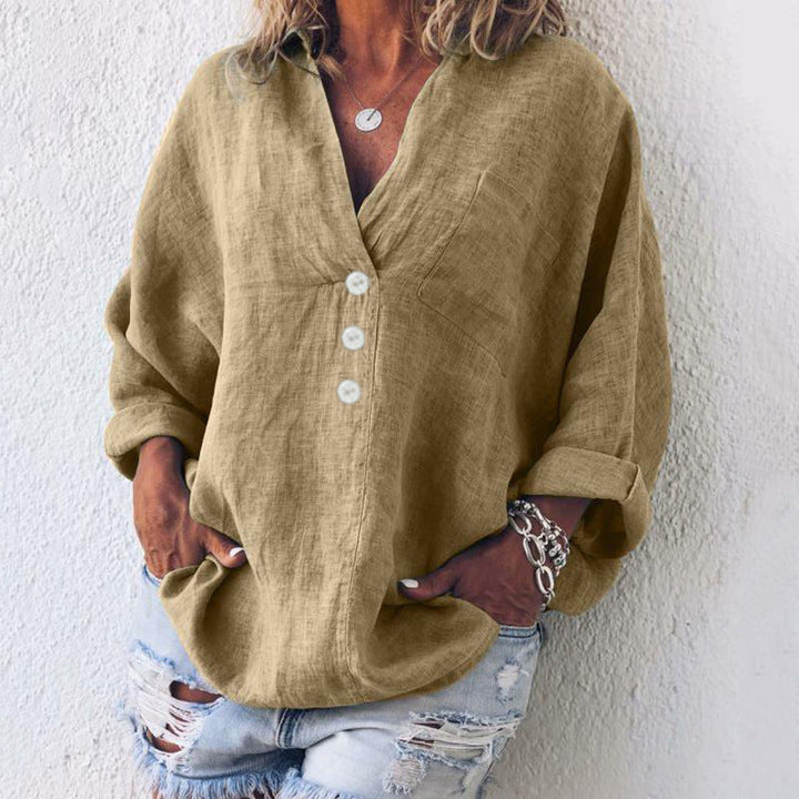 Women's Elegant Linen Shirt-The Yellow Prime