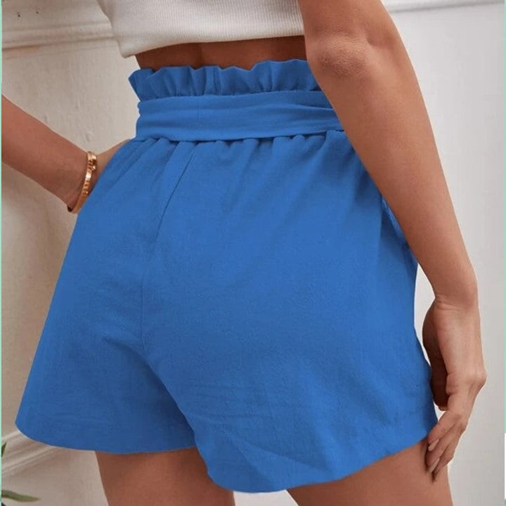 Women's Elegant Linen Shorts with Tie Belt and Wide Waistband-The Yellow Prime
