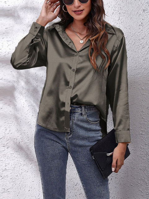 Women's Elegant Long-Sleeved Blouse-The Yellow Prime
