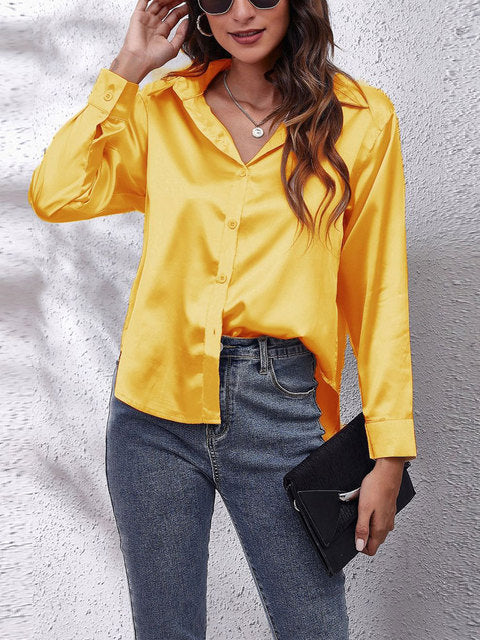 Women's Elegant Long-Sleeved Blouse-The Yellow Prime