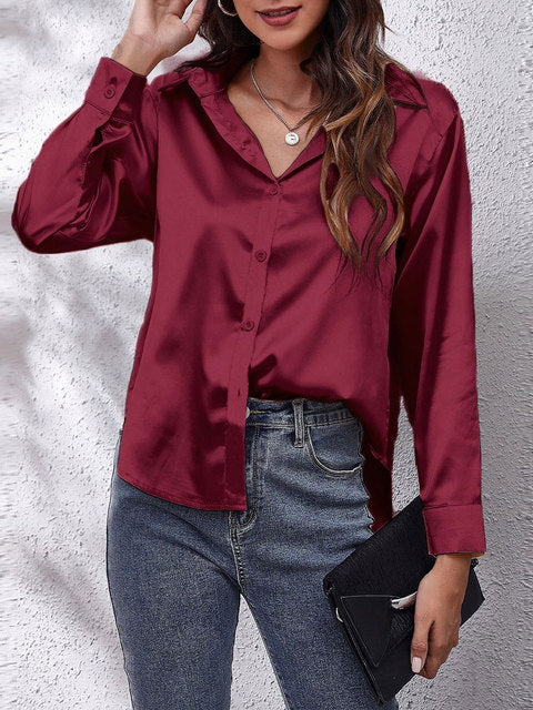 Women's Elegant Long-Sleeved Blouse-The Yellow Prime