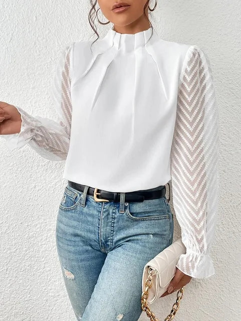 Women's Elegant Long-Sleeved Blouse-The Yellow Prime