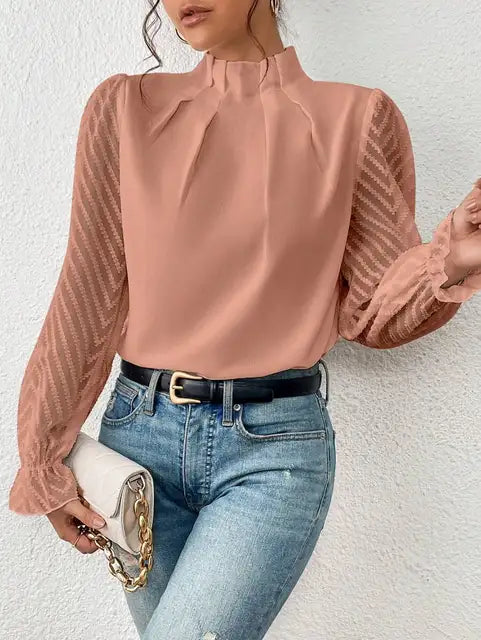 Women's Elegant Long-Sleeved Blouse-The Yellow Prime