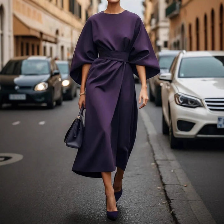 Women's Elegant Maxi Dress with Unique Cut and Flowing Sleeves-The Yellow Prime