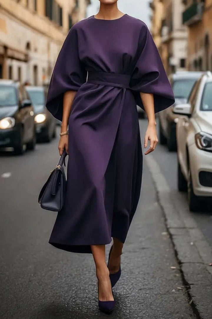 Women's Elegant Maxi Dress with Unique Cut and Flowing Sleeves-The Yellow Prime
