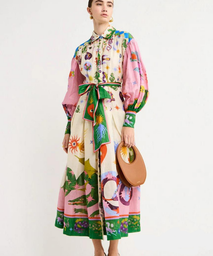 Women's Elegant Maxi Shirt Dress-The Yellow Prime