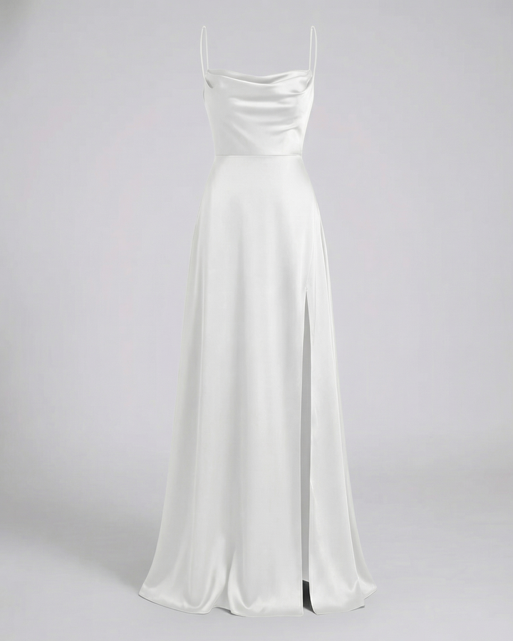 Women's Elegant Silk Maxi Dress with Flowing Cut-The Yellow Prime