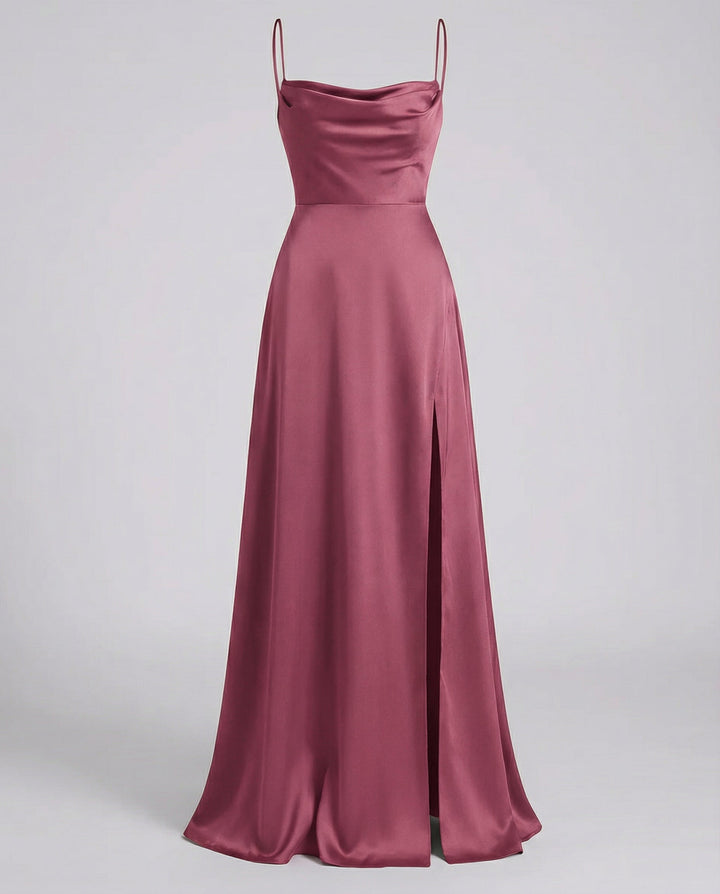 Women's Elegant Silk Maxi Dress with Flowing Cut-The Yellow Prime