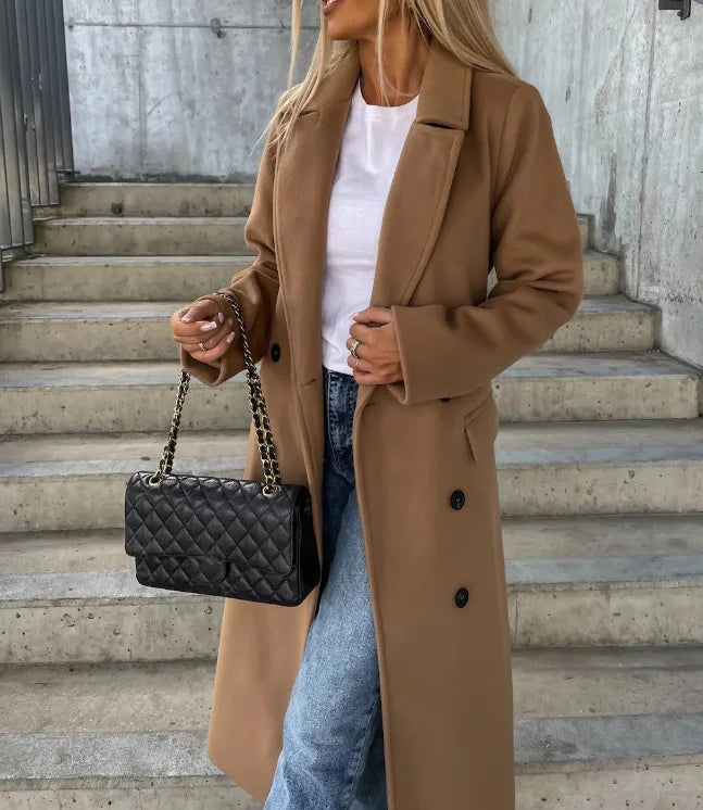 Women's Elegant Sleeve Trench Coat with Belted Waist-The Yellow Prime