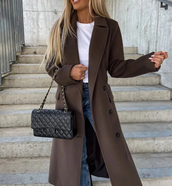 Women's Elegant Sleeve Trench Coat with Belted Waist-The Yellow Prime