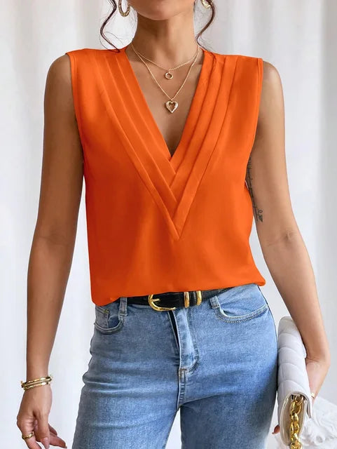 Women's Elegant Sleeveless Top-The Yellow Prime