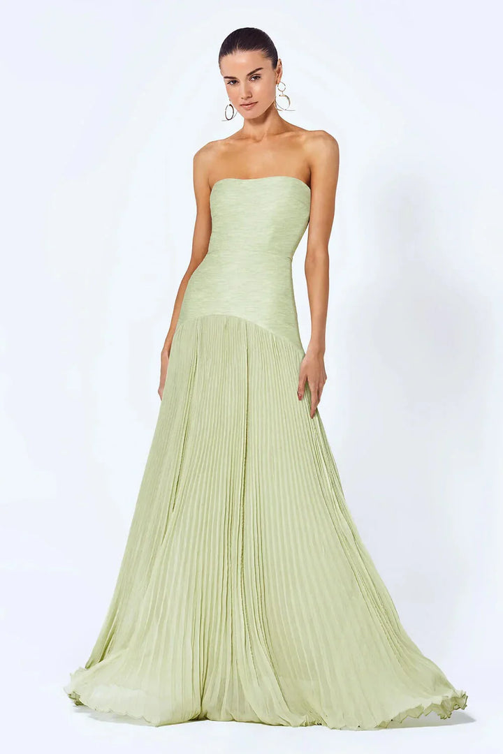 Women's Stylish Sleeveless Strapless Maxi Dress-The Yellow Prime