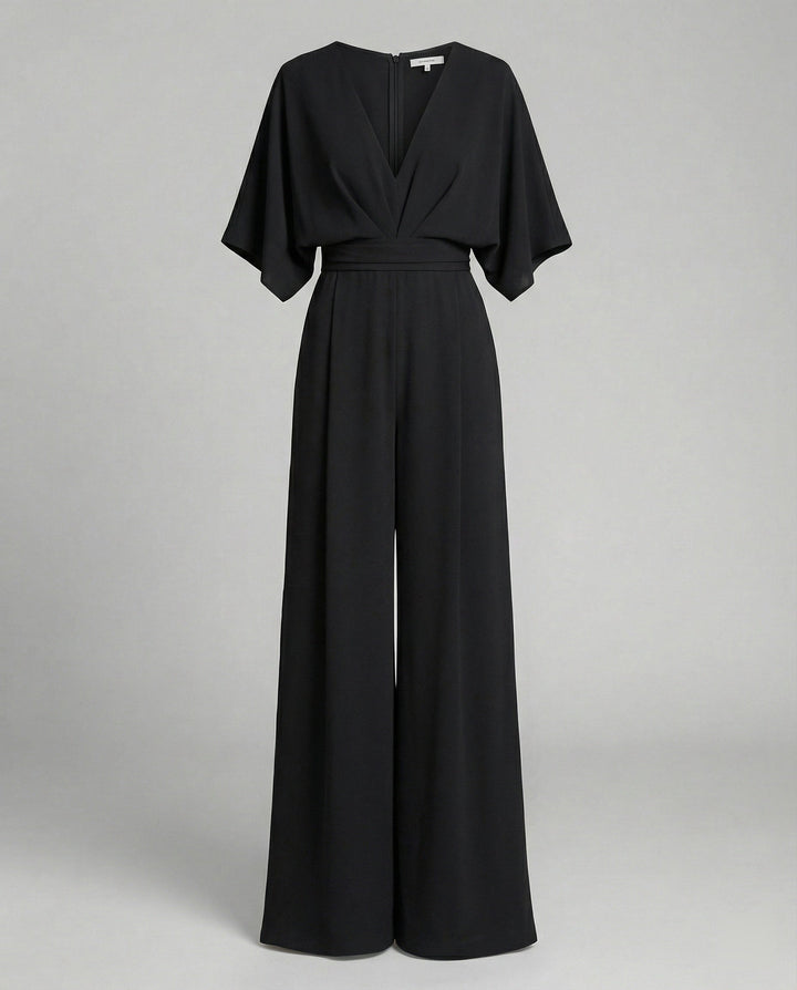 Women's Elegant V-Neck Jumpsuit for Stylish Occasions-The Yellow Prime