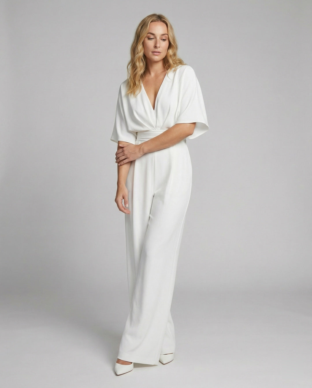 Women's Elegant V-Neck Jumpsuit for Stylish Occasions-The Yellow Prime